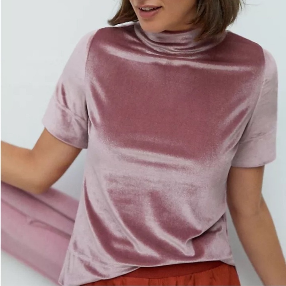 ANTHROPOLOGIE KRISHA VELVET MOCK NECK TOP Medium